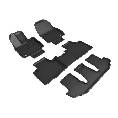 3D MATS USA Custom Fit, Raised Edge, Black, Thermoplastic Rubber Of Carbon Fiber Texture, 4 Piece L1TY26201509